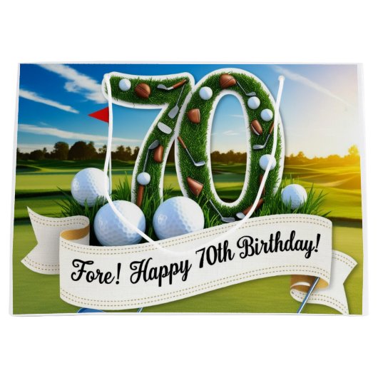 Golf 70th Birthday for golfer Groot Cadeauzakje (Voorkant)