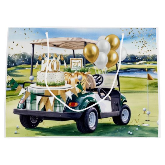 Golf 70th Birthday for golfer Groot Cadeauzakje (Voorkant)
