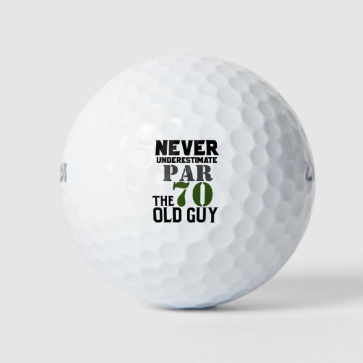 Golf 70th Birthday, nooit onderschat Golfballen (Voorkant)