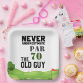 Golf 70th Birthday, nooit onderschat Papieren Bordje (Feest)