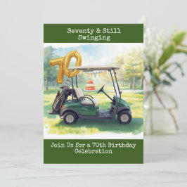 Golf 70th birthday Par Tee Golfer party Invitation Kaart