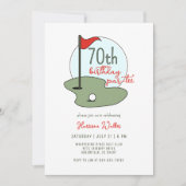 Golf 70th Birthday Party Hand Drawn Modern Green Kaart (Voorkant)