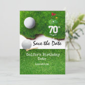 Golf 70th Birthday Party met golfbal t-shirt kar Kaart (Staand voorkant)