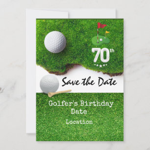 Golf 70th Birthday Party met golfbal t-shirt kar Kaart