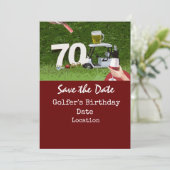 Golf 70th Birthday Party met golfbal t-shirt kar Kaart (Staand voorkant)
