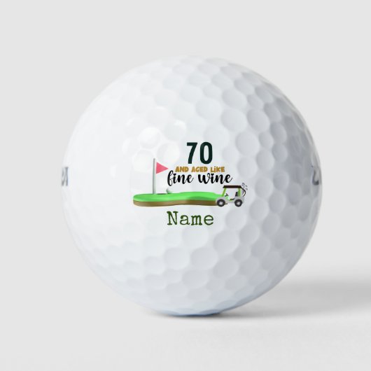 Golf 70th Birthday voor golfer met golfvlag Golf Golfballen (Voorkant)