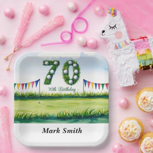 Golf 70th Birthday voor golfer Papieren Bordje (Feest)