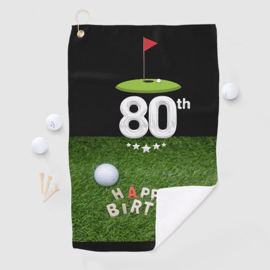 Golf 80e tachtig jaar oud golfer verjaardag golfhanddoek (Insitu)