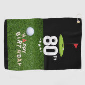 Golf 80e tachtig jaar oud golfer verjaardag golfhanddoek (Horizontaal)