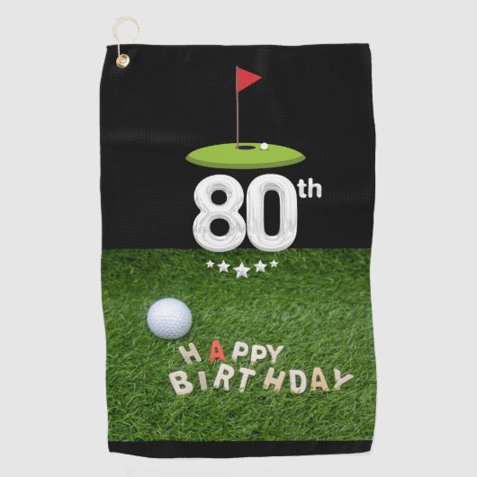 Golf 80e tachtig jaar oud golfer verjaardag golfhanddoek (Voorkant)