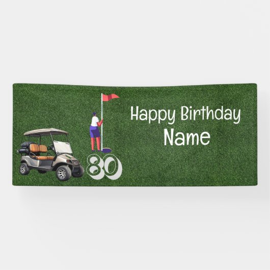 Golf 80e verjaardag cadeaus voor golfer spandoek (Horizontaal)