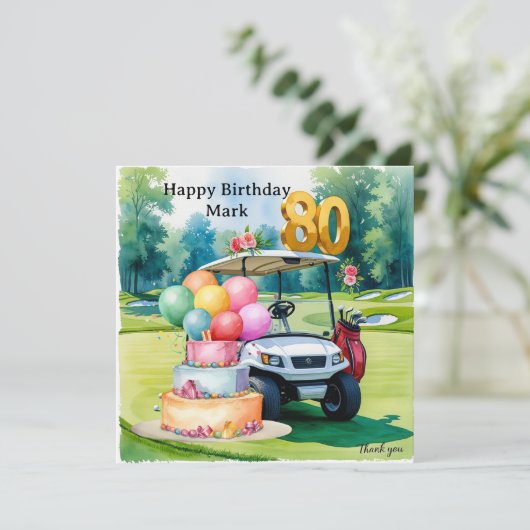Golf 80e verjaardag met golfbal voor golfer kaart (Staand voorkant)