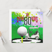 Golf 80e verjaardag met golfbal voor golfer kaart (Voorkant / Achterkant in situ)