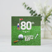 Golf 80e verjaardag met golfbal voor golfer kaart (Staand voorkant)
