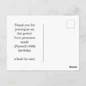 Golf 80e verjaardag met golfkar op groen briefkaart (Achterkant)