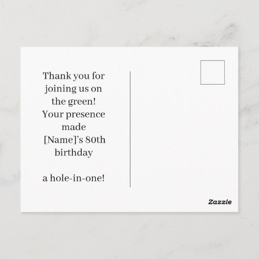 Golf 80e verjaardag met golfkar op groen briefkaart (Achterkant)