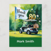Golf 80e verjaardag met golfkar op groen briefkaart (Voorkant)