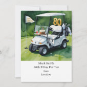 Golf 80e verjaardag met golfkar op putting green kaart (Voorkant)