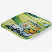 Golf 80e verjaardag met golfkar op putting green papieren bordje (Gebogen)