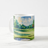 Golf 80e verjaardag op de golfbaan koffiemok (Voorkant links)