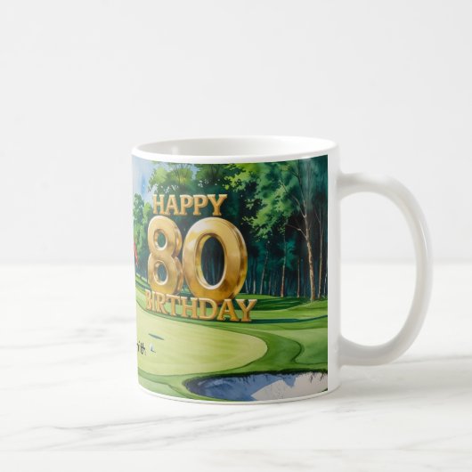 Golf 80e verjaardag op de golfbaan koffiemok (Rechts)