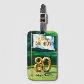 Golf 80e verjaardag op groen bagagelabel (Voorkant (verticaal))