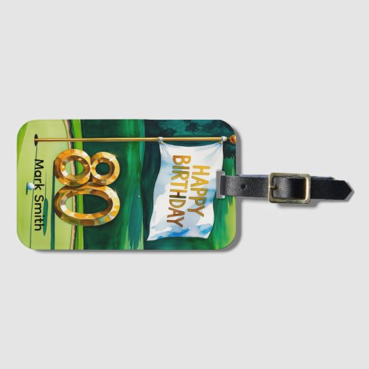 Golf 80e verjaardag op groen bagagelabel (Voorkant (horizontaal))