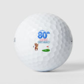 Golf 80e verjaardag Sloth golfer bij Flag Golfballen (Voorkant)