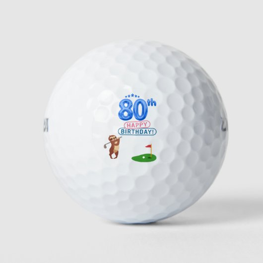 Golf 80e verjaardag Sloth golfer bij Flag Golfballen (Voorkant)