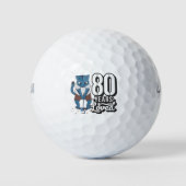 Golf 80e verjaardag tachtig van kat golfer golfballen (Voorkant)