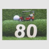 Golf 80ste verjaardag golfkar op green tissuepapier (Voorkant)