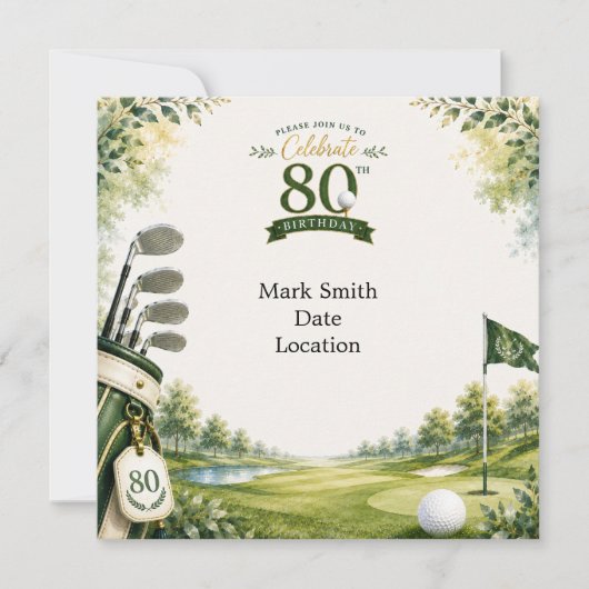 Golf 80ste verjaardag  kaart (Voorkant)