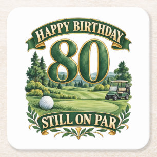 Golf 80ste verjaardag kartonnen onderzetters