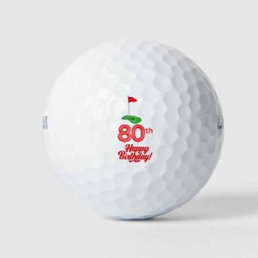 Golf 80ste verjaardag voor u met Golf Vlag Golfballen (Voorkant)