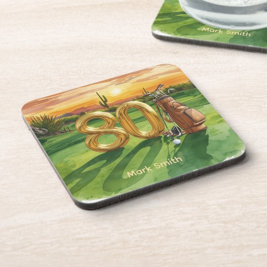 Golf 80th Birthday at Arizona Bier Onderzetter (Linkerzijde)