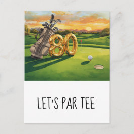 Golf 80th Birthday Party Let's par tee Briefkaart