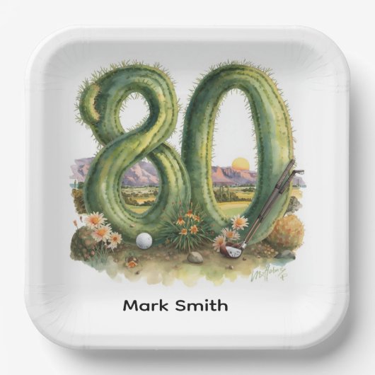 Golf 80th Birthday with golf ball Arizona golfer Papieren Bordje (Voorkant)