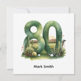 Golf 80th Birthday with golf ball for golfer Kaart