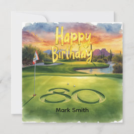 Golf 80th Birthday with golf ball for golfer Kaart
