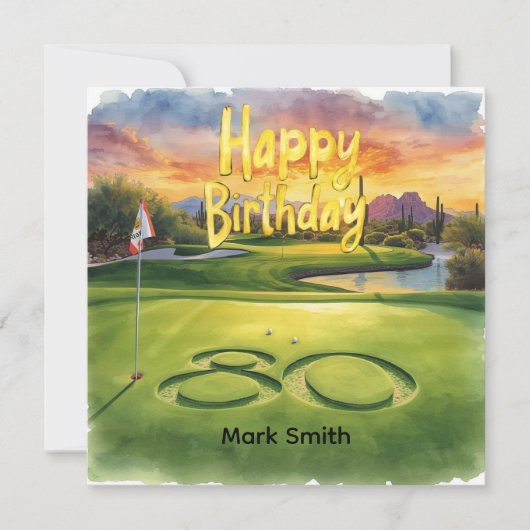 Golf 80th Birthday with golf ball for golfer Kaart (Voorkant)