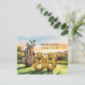 Golf 80th Birthday with Golf Cart on Putting Green Briefkaart (Staand voorkant)