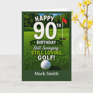 Golf 90ste verjaardagskaart voor golfer op de gree kaart