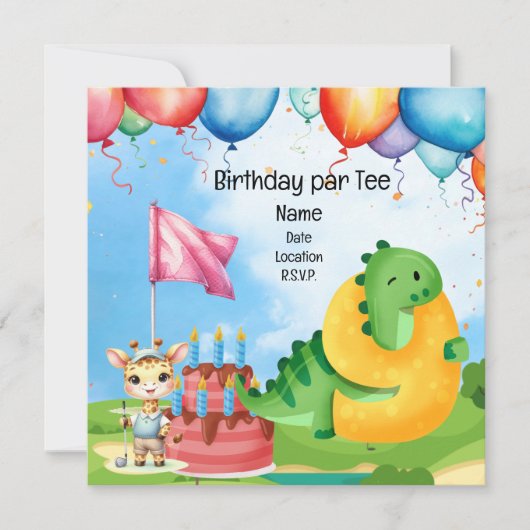 Golf 9e Verjaardag thema voor kind golfer Party Kaart (Voorkant)