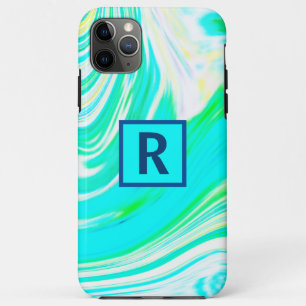 Golf Abstracte Monogram Initialen Blauwe Groene Ko Case-Mate iPhone Case