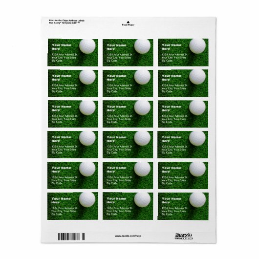 Golf Adresetiketten Etiket (Full Sheet)