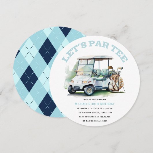 Golf Adult Birthday Partee waterverf Kaart (Voorkant / Achterkant)