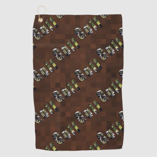 Golf Afbeelding Logo on Brown Golfhanddoek (Voorkant)