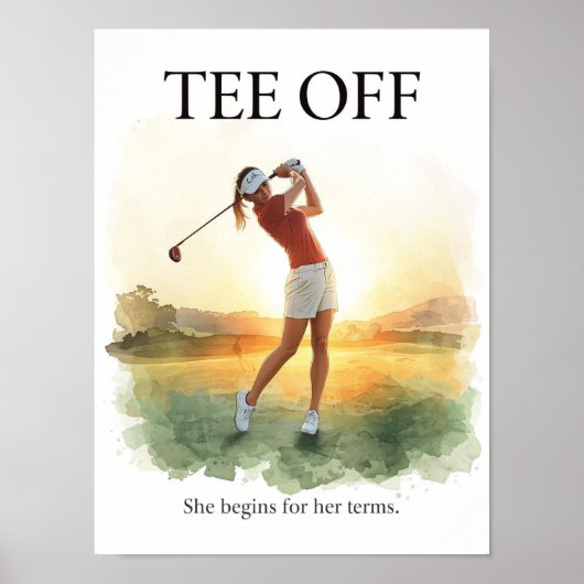 Golf afslaan met vrouwelijke golfer poster (Voorkant)
