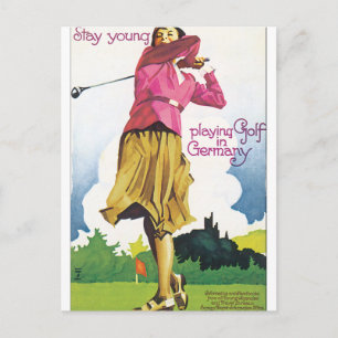 Golf afspelen in Duitsland Poster voor reizen met Briefkaart
