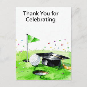 Golf Afstudeer Bedankkaart op Putting Green Briefkaart